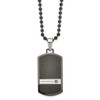 Lex & Lu Chisel Stainless Steel Brushed & Polished Blk IP CZ Dogtag Necklace 24'' - Lex & Lu
