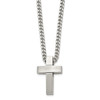 Lex & Lu Chisel Stainless Steel Brushed and Polished Cross Necklace 20'' - 3 - Lex & Lu