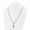 Lex & Lu Chisel Stainless Steel Polished/Antiqued Cross Necklace 24'' - 4 - Lex & Lu