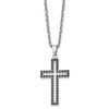 Lex & Lu Chisel Stainless Steel Polished Black CZ Cross Necklace 20'' - 3 - Lex & Lu