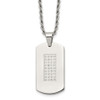 Lex & Lu Chisel Stainless Steel Polished & CZs Dog Tag Necklace 22'' - Lex & Lu