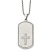 Lex & Lu Chisel Stainless Steel Brushed Laser-cut Cross Dog Tag Necklace 24'' - Lex & Lu