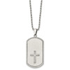 Lex & Lu Chisel Stainless Steel Brushed Laser-cut Cross Dog Tag Necklace 24'' - 3 - Lex & Lu