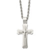Lex & Lu Chisel Stainless Steel Brushed Triple Layer Cross Necklace 24'' - Lex & Lu