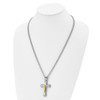 Lex & Lu Chisel Stainless Steel Brushed/Polished Yellow IP Crucifix Necklace 24'' - 4 - Lex & Lu