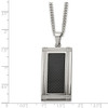 Lex & Lu Chisel Stainless Steel Polished Grooved Black Carbon Fiber Necklace 24'' - 5 - Lex & Lu
