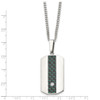 Lex & Lu Chisel Stainless Steel Blk/Green Carbon Fiber CZ Dogtag Necklace 24'' - 3 - Lex & Lu