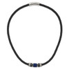 Lex & Lu Chisel Stainless Steel Blk IP Blue IP Blk Rubber Blk Leather Necklace - 5 - Lex & Lu