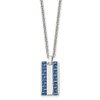 Lex & Lu Chisel Stainless Steel w/Blue Carbon Fiber Small Dogtag Necklace 22'' - Lex & Lu