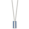 Lex & Lu Chisel Stainless Steel w/Blue Carbon Fiber Small Dogtag Necklace 22'' - 3 - Lex & Lu