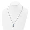 Lex & Lu Chisel Stainless Steel w/Blue Carbon Fiber Small Dogtag Necklace 22'' - 4 - Lex & Lu
