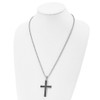 Lex & Lu Chisel Stainless Steel Black Rhodium Black Diamond Cross Necklace 24'' - 4 - Lex & Lu
