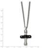 Lex & Lu Chisel Stainless Steel Polished Black IP Cross Necklace 22'' - 3 - Lex & Lu