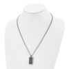 Lex & Lu Chisel Stainless Steel Blk IP Center Blk CZ Tag Necklace 22'' - 4 - Lex & Lu