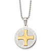 Lex & Lu Chisel Stainless Steel Yellow IP Spanish Lords Prayer Necklace 20'' - Lex & Lu