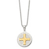 Lex & Lu Chisel Stainless Steel Yellow IP Spanish Lords Prayer Necklace 20'' - 3 - Lex & Lu