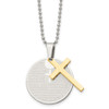 Lex & Lu Chisel Stainless Steel Yellow IP Lords Prayer Cross Necklace 20'' - Lex & Lu
