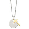 Lex & Lu Chisel Stainless Steel Yellow IP Lords Prayer Cross Necklace 20'' - 3 - Lex & Lu