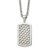 Lex & Lu Chisel Stainless Steel Polished Weaved Pattern Dogtag Necklace 24'' - Lex & Lu