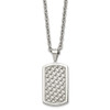 Lex & Lu Chisel Stainless Steel Polished Weaved Pattern Dogtag Necklace 24'' - 3 - Lex & Lu