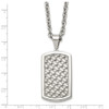 Lex & Lu Chisel Stainless Steel Polished Weaved Pattern Dogtag Necklace 24'' - 4 - Lex & Lu