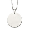 Lex & Lu Chisel Stainless Steel Polished Circle 2mm Thick Dog Tag Necklace 24'' - Lex & Lu