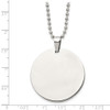 Lex & Lu Chisel Stainless Steel Polished Circle 2mm Thick Dog Tag Necklace 24'' - 6 - Lex & Lu