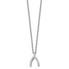 Lex & Lu Chisel Stainless Steel w/CZ Wishbone Necklace 15.5'' LAL40356 - 3 - Lex & Lu