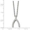 Lex & Lu Chisel Stainless Steel w/CZ Wishbone Necklace 15.5'' LAL40356 - 5 - Lex & Lu
