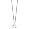 Lex & Lu Chisel Stainless Steel w/CZ Wishbone Necklace 15.5'' LAL40357 - 3 - Lex & Lu