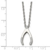 Lex & Lu Chisel Stainless Steel w/CZ Wishbone Necklace 15.5'' LAL40357 - 5 - Lex & Lu