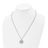 Lex & Lu Chisel Stainless Steel Polished Circle CZ Necklace 21.5'' - 4 - Lex & Lu
