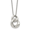 Lex & Lu Chisel Stainless Steel Polished Two Loop 2 CZ Necklace 18'' - Lex & Lu