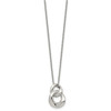 Lex & Lu Chisel Stainless Steel Polished Two Loop 2 CZ Necklace 18'' - 2 - Lex & Lu