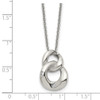 Lex & Lu Chisel Stainless Steel Polished Two Loop 2 CZ Necklace 18'' - 5 - Lex & Lu