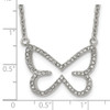 Lex & Lu Chisel Stainless Steel Polished CZ Butterfly 2mm Necklace 18'' - 5 - Lex & Lu