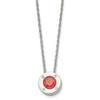 Lex & Lu Chisel Stainless Steel Polished CZ July Birthstone Necklace 20'' - Lex & Lu