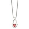 Lex & Lu Chisel Stainless Steel Small Heart Medical Pendant Necklace 24'' - 3 - Lex & Lu