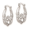 Lex & Lu Sterling Silver w/Rhodium Claddagh Hollow Hoop Earrings - 2 - Lex & Lu