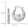 Lex & Lu Sterling Silver w/Rhodium Claddagh Hollow Hoop Earrings - 4 - Lex & Lu