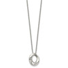 Lex & Lu Chisel Stainless Steel Polished Wavy Circle 2 Crystal Necklace 18'' - 2 - Lex & Lu