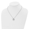 Lex & Lu Chisel Stainless Steel Polished Wavy Circle 2 Crystal Necklace 18'' - 4 - Lex & Lu