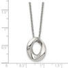 Lex & Lu Chisel Stainless Steel Polished Wavy Circle 2 Crystal Necklace 18'' - 5 - Lex & Lu