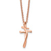 Lex & Lu Chisel Stainless Steel Rose Gold Plated Cross Necklace 18.25'' - Lex & Lu