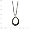 Lex & Lu Chisel Stainless Steel Polished Tear Drop Black Ceramic CZ Necklace 22'' - 4 - Lex & Lu