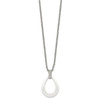 Lex & Lu Chisel Stainless Steel Polished Tear Drop White Ceramic CZ Necklace 22'' - 3 - Lex & Lu