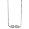 Lex & Lu Chisel Stainless Steel Polished/Textured Angel Wing Necklace 16'' - 3 - Lex & Lu