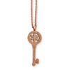 Lex & Lu Chisel Stainless Steel Laser-cut Rose Plated Key Necklace 18'' - Lex & Lu
