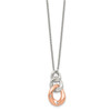 Lex & Lu Chisel Stainless Steel w/Rose IP Three Loop Crystal Necklace 18'' - 2 - Lex & Lu