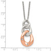 Lex & Lu Chisel Stainless Steel w/Rose IP Three Loop Crystal Necklace 18'' - 5 - Lex & Lu